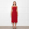 Staud Brick Red Button Front Strappy Shift Dress