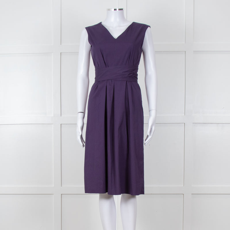 'S Max Mara Purple Cotton  V-Neck Dress