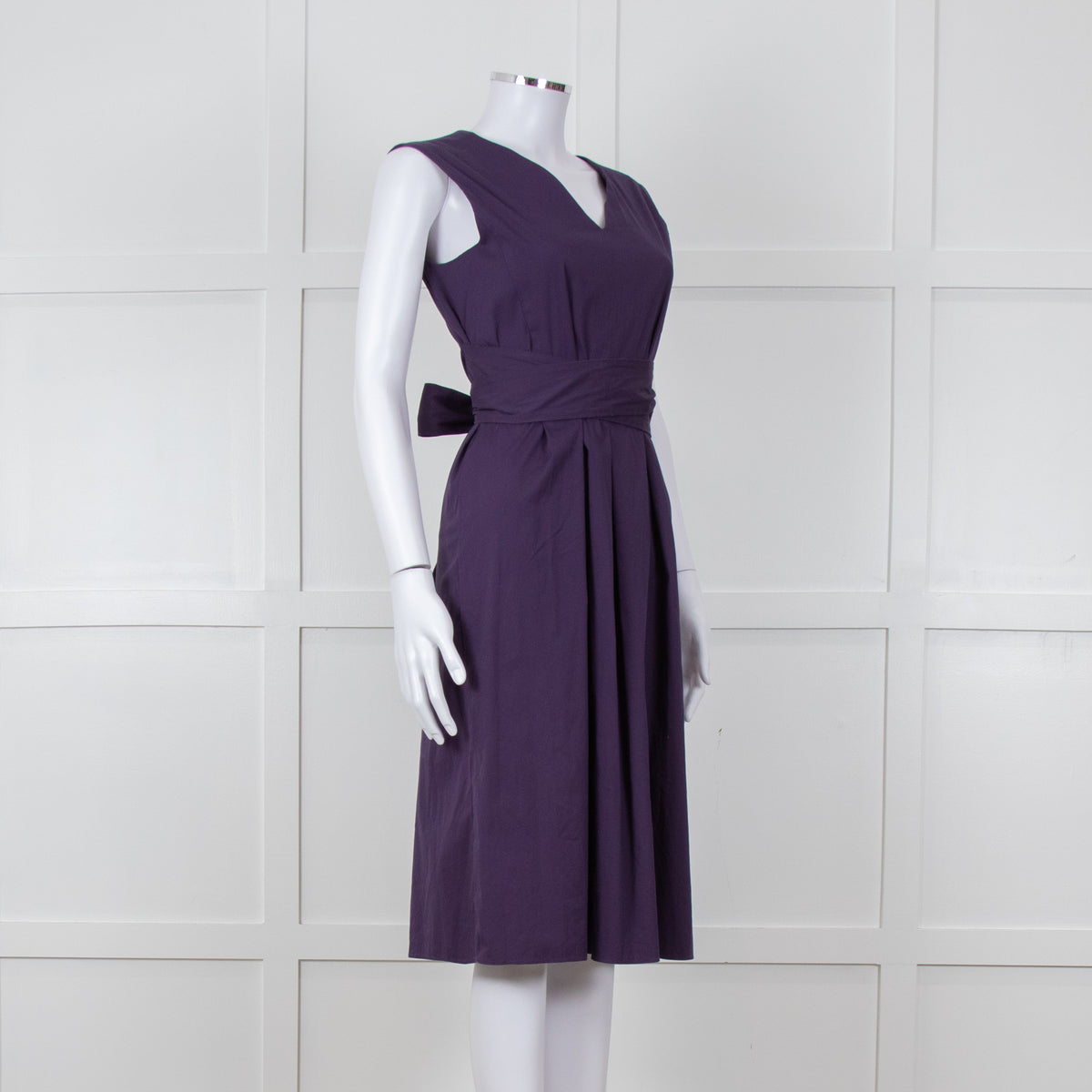 'S Max Mara Purple Cotton  V-Neck Dress