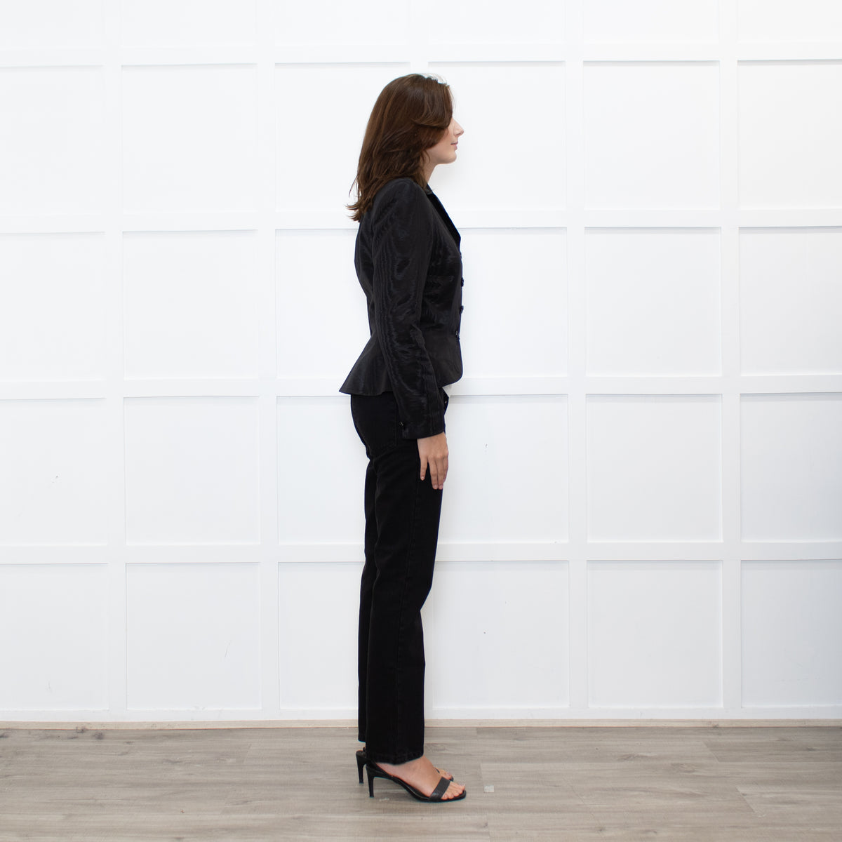 Wiederhoeft Black Shiny Marble Effect  Fabric Jacket