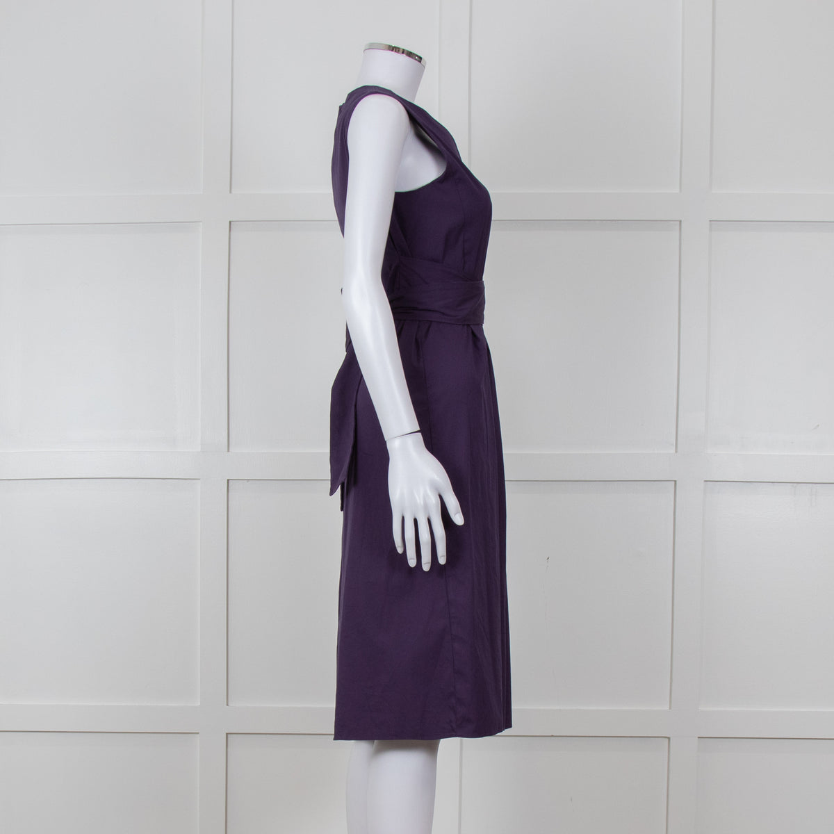 'S Max Mara Purple Cotton  V-Neck Dress