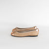 French Sole Rose Gold Embossed Leather Flat Pumps