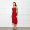 Staud Brick Red Button Front Strappy Shift Dress