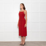 Staud Brick Red Button Front Strappy Shift Dress