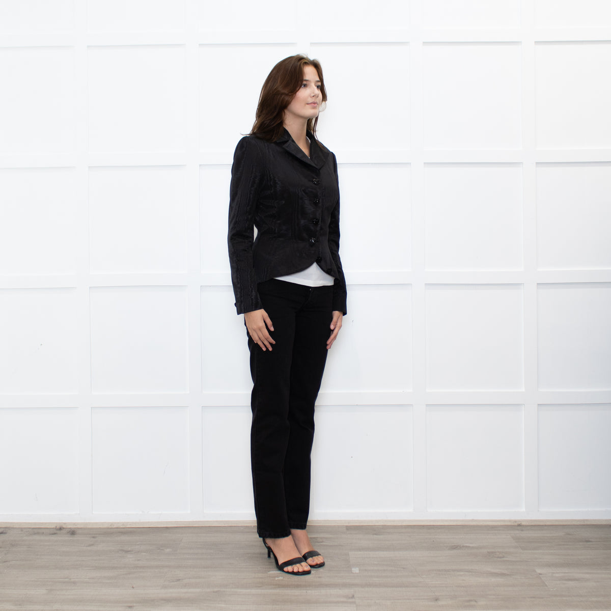 Wiederhoeft Black Shiny Marble Effect  Fabric Jacket