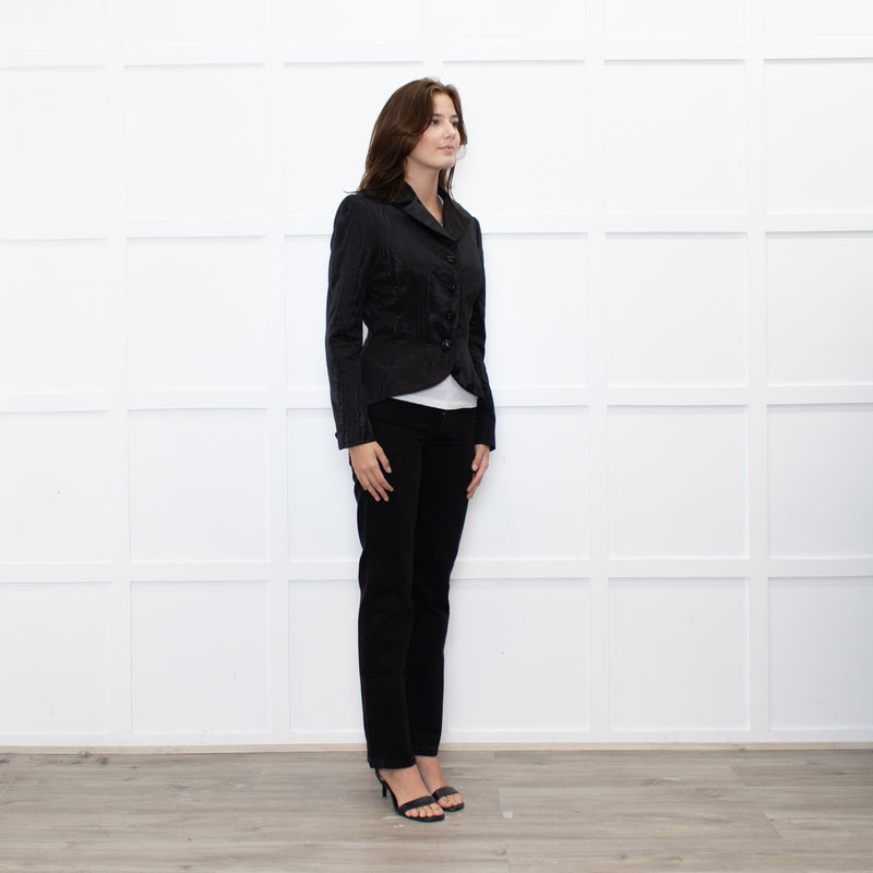 Wiederhoeft Black Shiny Marble Effect  Fabric Jacket
