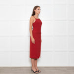 Staud Brick Red Button Front Strappy Shift Dress