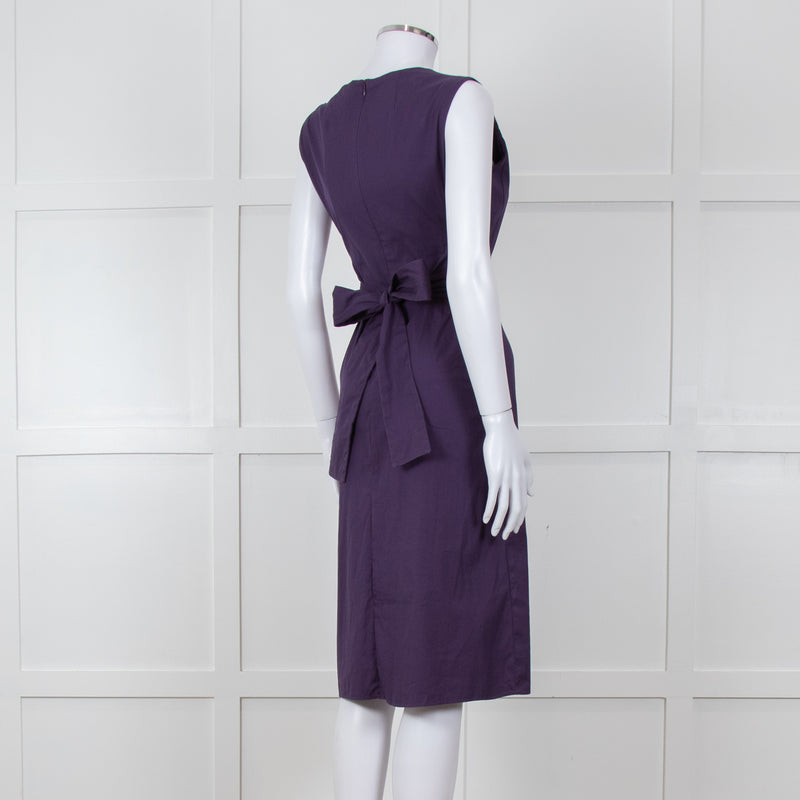 'S Max Mara Purple Cotton  V-Neck Dress