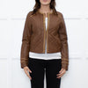Michael By Michael Kors Tan Gold Chain Trim Leather Jacket