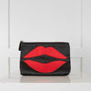 LuLu Guinness Black Red Lip Make Up Pouch