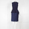 Carolina Herrera Navy Dress with LaceTop & Peplum