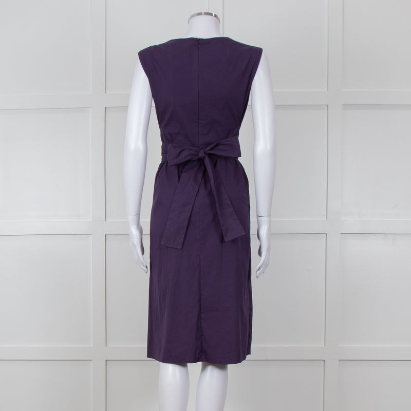 'S Max Mara Purple Cotton  V-Neck Dress