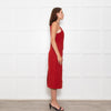 Staud Brick Red Button Front Strappy Shift Dress