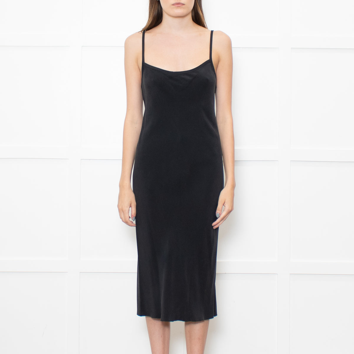 Joseph Black Silk Midi Slip Dress