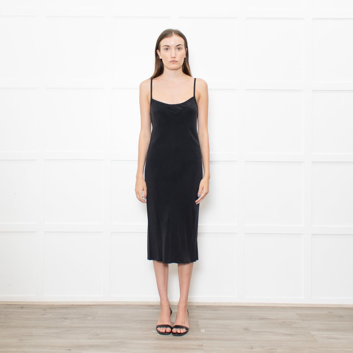 Joseph Black Silk Midi Slip Dress