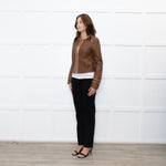 Michael By Michael Kors Tan Gold Chain Trim Leather Jacket