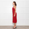 Staud Brick Red Button Front Strappy Shift Dress