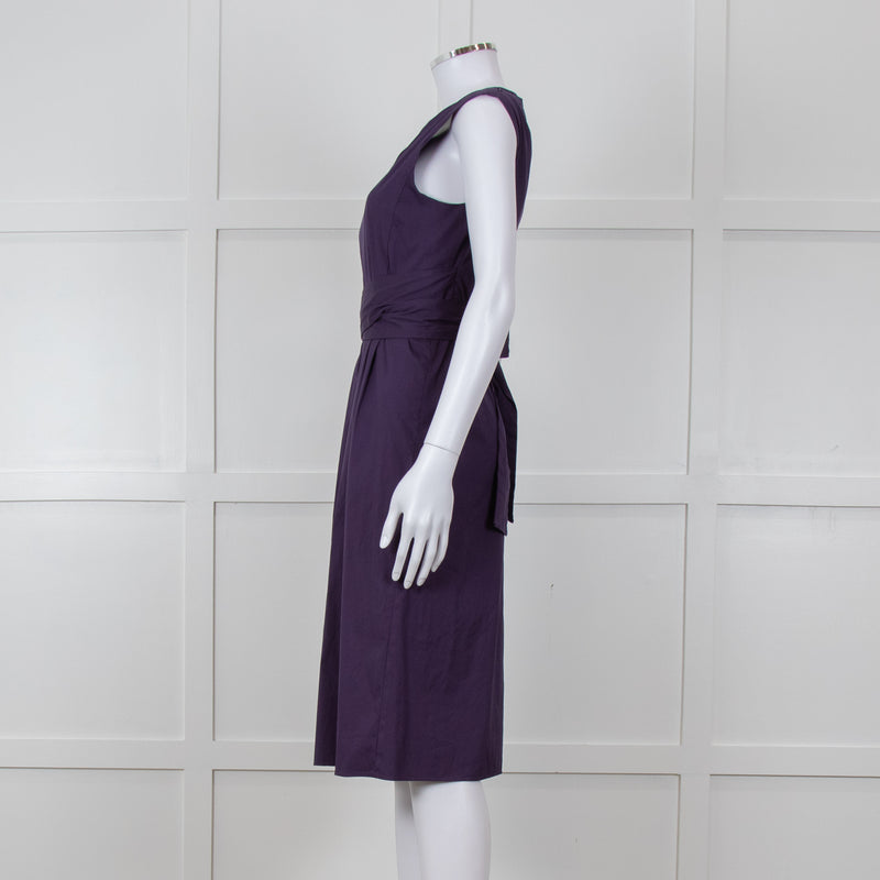 'S Max Mara Purple Cotton  V-Neck Dress