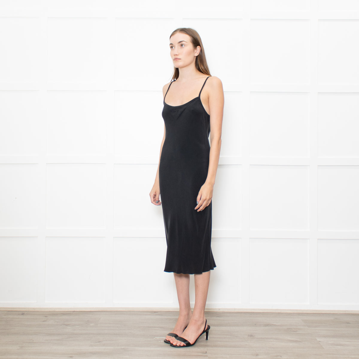 Joseph Black Silk Midi Slip Dress