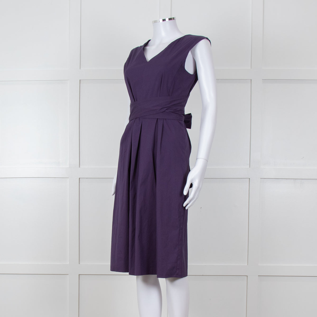 'S Max Mara Purple Cotton  V-Neck Dress