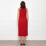 Staud Brick Red Button Front Strappy Shift Dress