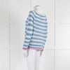 Jumper 1234 Pale Blue Cream Stripe Pink Trim Cashmere Sweater