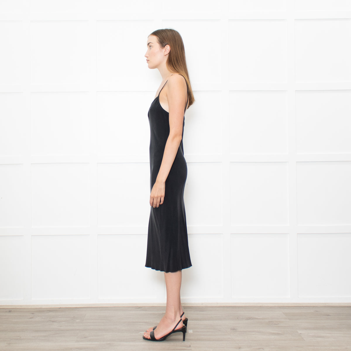 Joseph Black Silk Midi Slip Dress