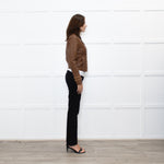 Michael By Michael Kors Tan Gold Chain Trim Leather Jacket