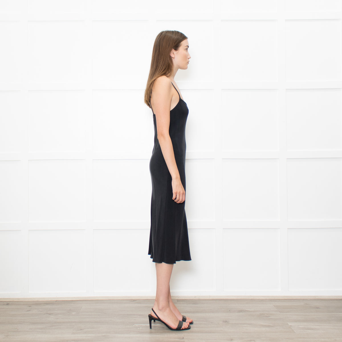Joseph Black Silk Midi Slip Dress