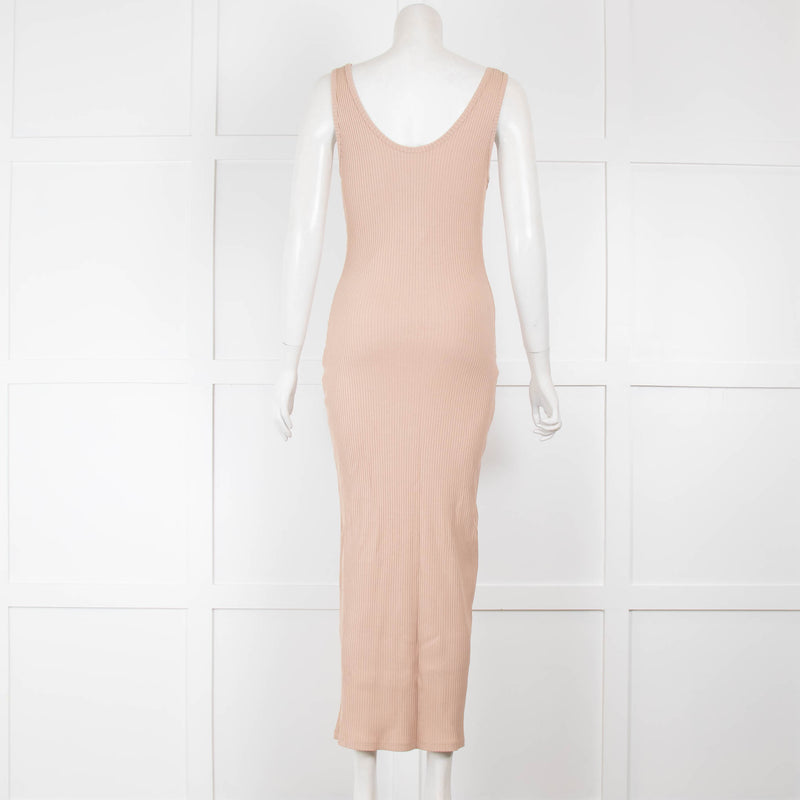 Balmain Beige Ribbed Button Front Dress