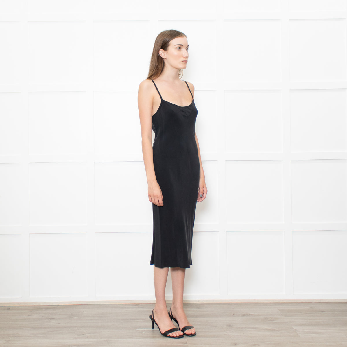 Joseph Black Silk Midi Slip Dress