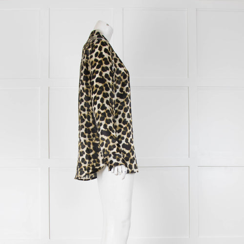 7 For All Mankind Cream And Black Animal Print Shirt