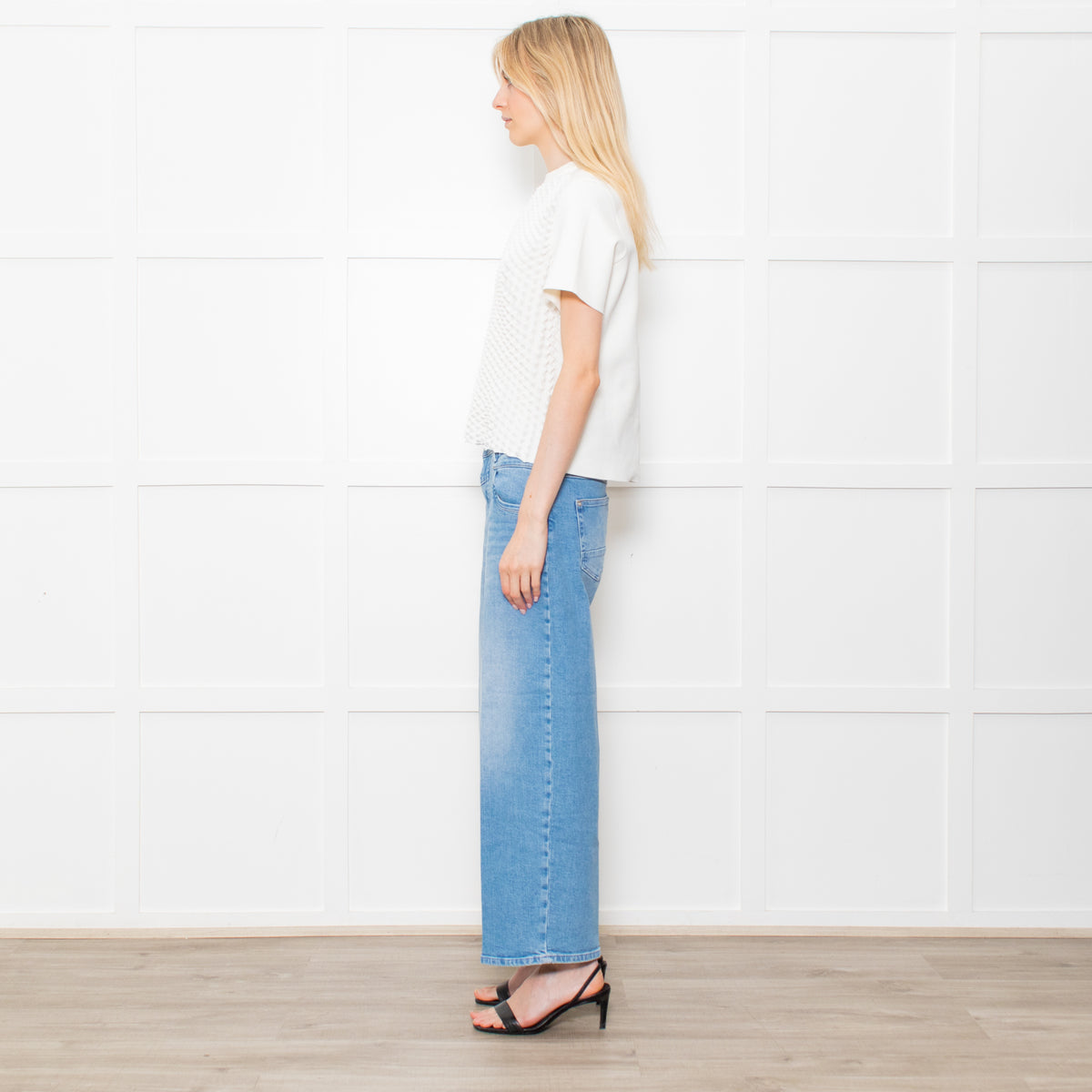 Paco Rabanne White On White Pointy Fabric Short Sleeve Knitted Top