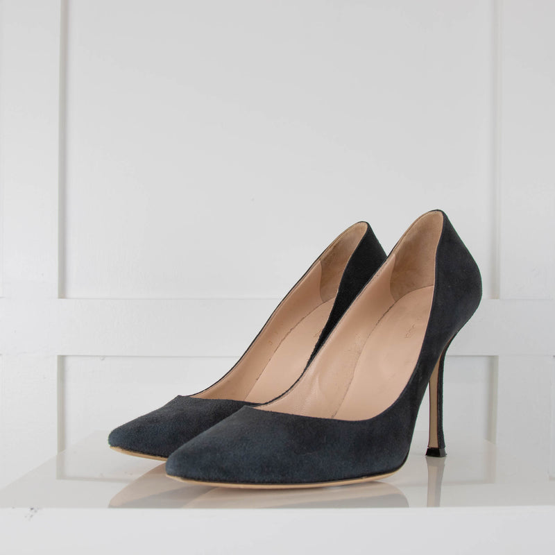 Sergio Rossi Teal Suede Court Shoe