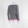 Jumper 1234 Navy White Stripe Pink Trim Cashmere Sweater