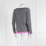 Jumper 1234 Navy White Stripe Pink Trim Cashmere Sweater