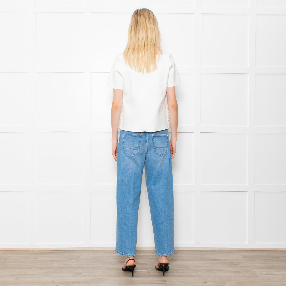 Paco Rabanne White On White Pointy Fabric Short Sleeve Knitted Top