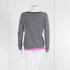 Jumper 1234 Navy White Stripe Pink Trim Cashmere Sweater