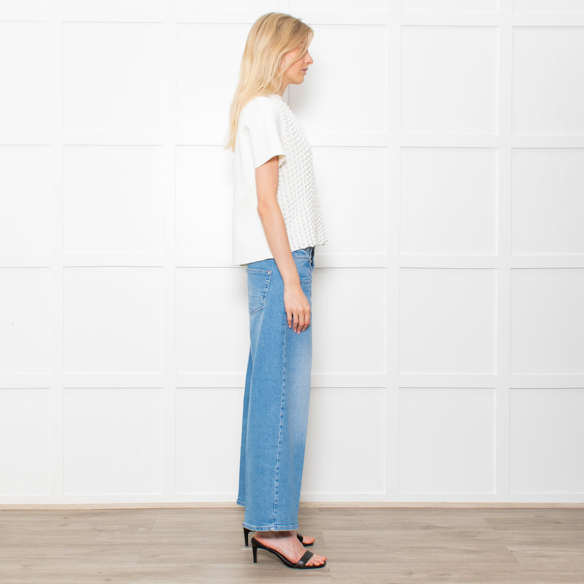 Paco Rabanne White On White Pointy Fabric Short Sleeve Knitted Top