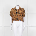 Farm Rio Tan Brown Toucan Print Cropped Shirt