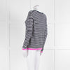 Jumper 1234 Navy White Stripe Pink Trim Cashmere Sweater
