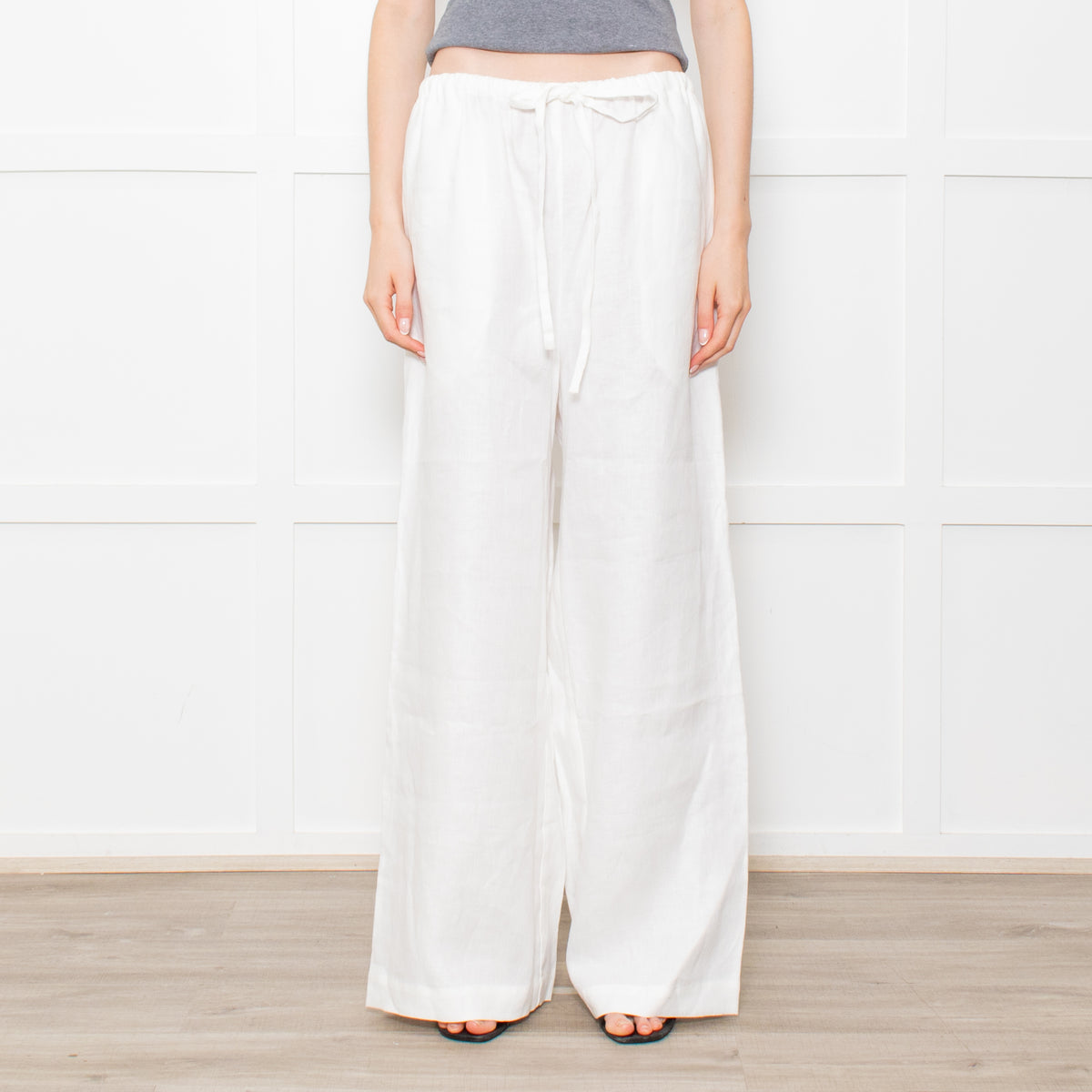 Bondi Born White Linen Delphi Drawstring Trousers