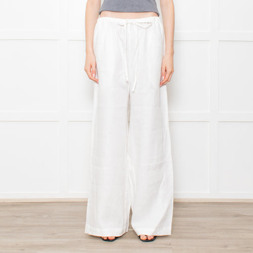 Bondi Born White Linen Delphi Drawstring Trousers