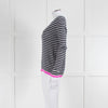 Jumper 1234 Navy White Stripe Pink Trim Cashmere Sweater