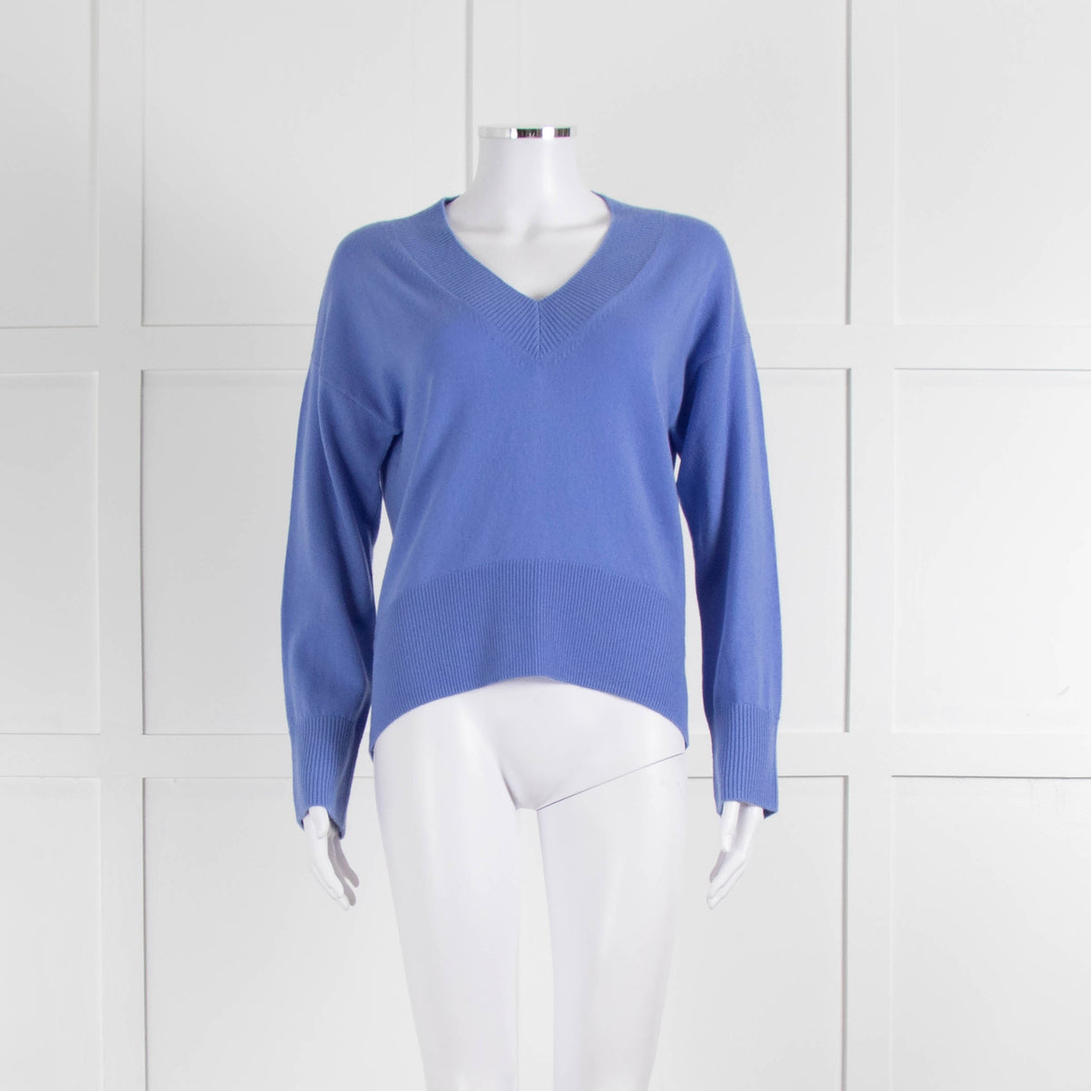Chinti & Parker Cornflower Blue Wool Cashmere Blend V Neck Jumper