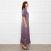 Wyse Blue Pink Floral Satin Frill Trim Dresses