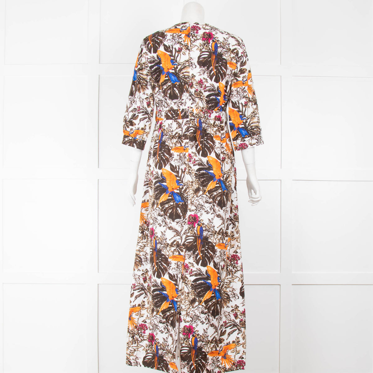 Max Mara White Brown  Jungle Print Cotton Maxi Dress