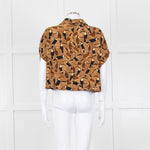 Farm Rio Tan Brown Toucan Print Cropped Shirt