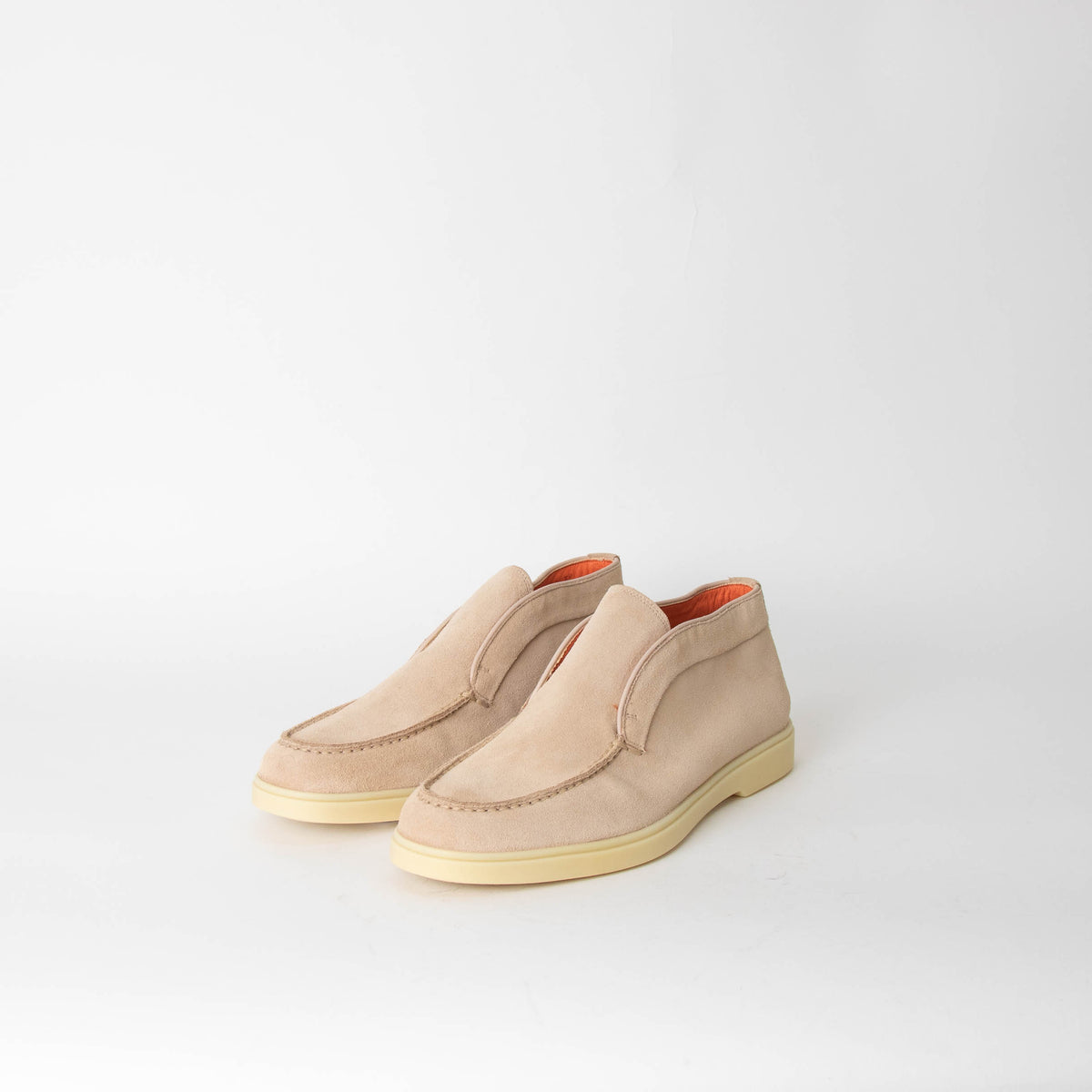 Santoni Cream Suede High Top Loafers