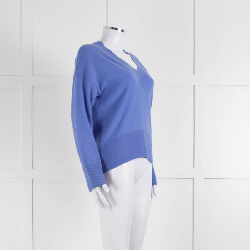 Chinti & Parker Cornflower Blue Wool Cashmere Blend V Neck Jumper